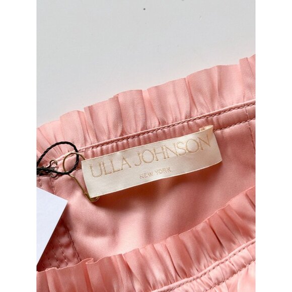 NWT ULLA JOHNSON Mia Tuberose Pink Plisse Satin Corset Peplum Blouse Top, Size 8 - Picture 14 of 16